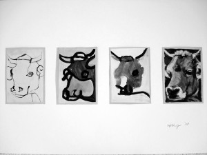 "La Vache", 08, 16 x 11,5 cm, Acryl auf Pk.