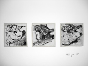 "Le Porc", 08, 12 x 12 cm, Acryl auf Pk.